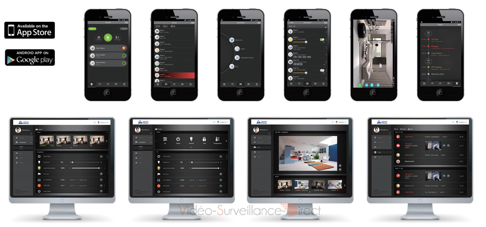 Application iPhone, Android, Mac et PC alarme Vesta Climax