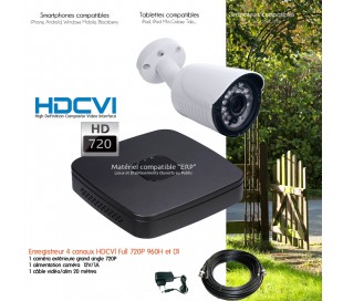 Kit de vidéo surveillance 1 caméra extérieure HD 720P