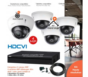 Kit HD de vidéo surveillance avec 4 dômes 1080P