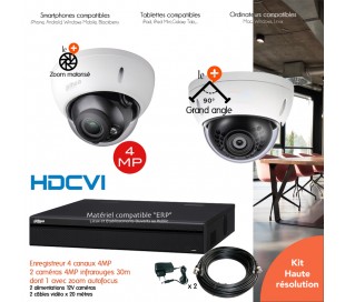 Kit HD de vidéo surveillance avec 4 dômes 1080P