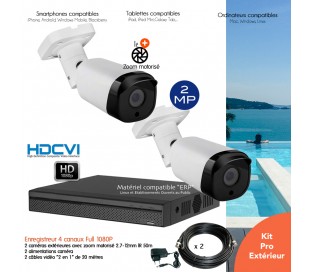 Kit vidéo surveillance 8 caméras HDCVI extérieures