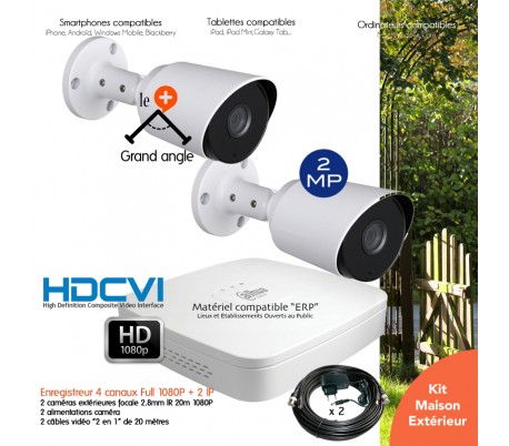 Système de vidéo surveillance 2 caméras HD 1080P