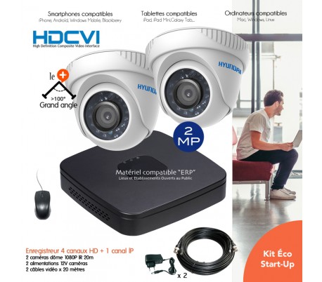 Kit de vidéo surveillance HD 720P avec 2 dômes infrarouges 40m