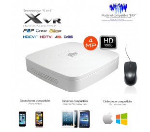 XVR 4 canaux full 1080P + 2 canaux IP 5MP