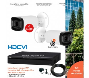 Kit  vidéo surveillance 2 caméras extérieures 4MP vision nocturne 30m