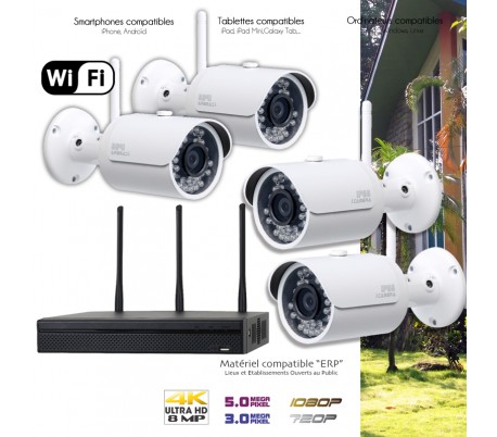 Kit de vidéo surveillance wifi 4 cameras iP de surveillance