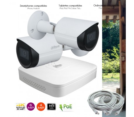 Kit video surveillance IP PoE avec 2 caméras IP extérieures