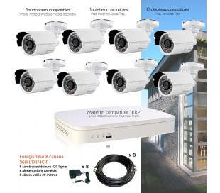Systeme video surveillance Full 960H avec 8 caméras extérieures
