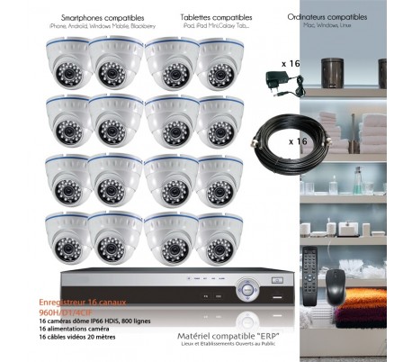 Kit de vidéosurveillance Full 960H avec 16 dômes infrarouges 20m