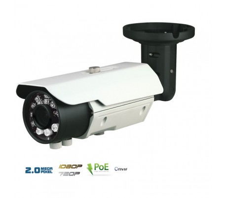 Caméra IP 2MP extérieure, PoE, varifocale, IR 40 m