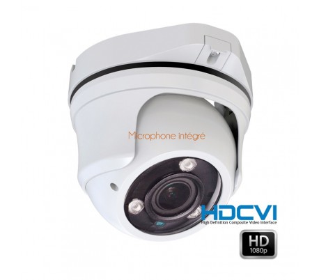 Dôme HDCVi 1080P avec micro intégré, objectif 2.8-12mm, IR 40m