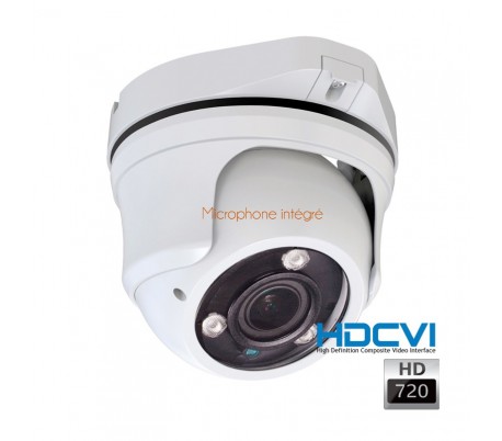 Dôme HDCVi 720P avec micro intégré, objectif 2.8-12mm, IR 40m