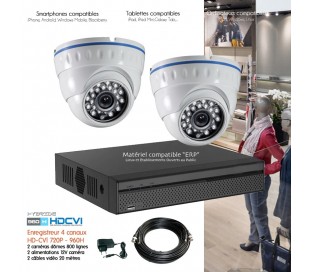 Kit de vidéo surveillance Full 960H avec 2 dômes infrarouges 20m