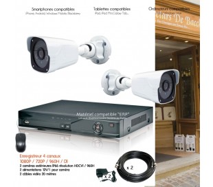 Système de vidéo surveillance Full 960H avec 2 caméras extérieures IR 20m