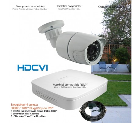 Kit de vidéo surveillance HD avec 1 caméra extérieure IR 30m