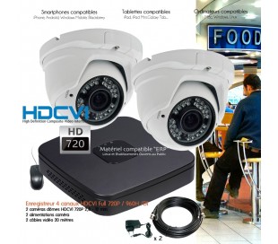 Kit de vidéo surveillance Full 960H avec 2 dômes infrarouges 20m