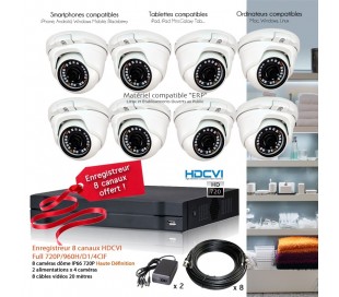 Kit de vidéo surveillance Full 960H avec 8 dômes infrarouges 20m