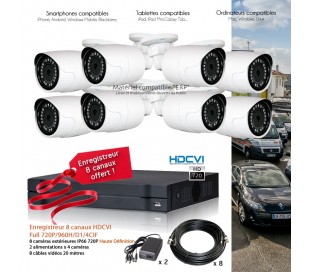 Kit de vidéo surveillance HD avec 8 caméras extérieures 720P