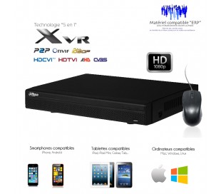 XVR de 16 canaux Full 1080P + 8 canaux IP 5MP, sorties alarme