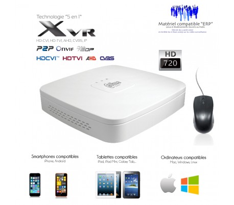 XVR 8 canaux full 1080N/720P + 2 canaux IP 5MP